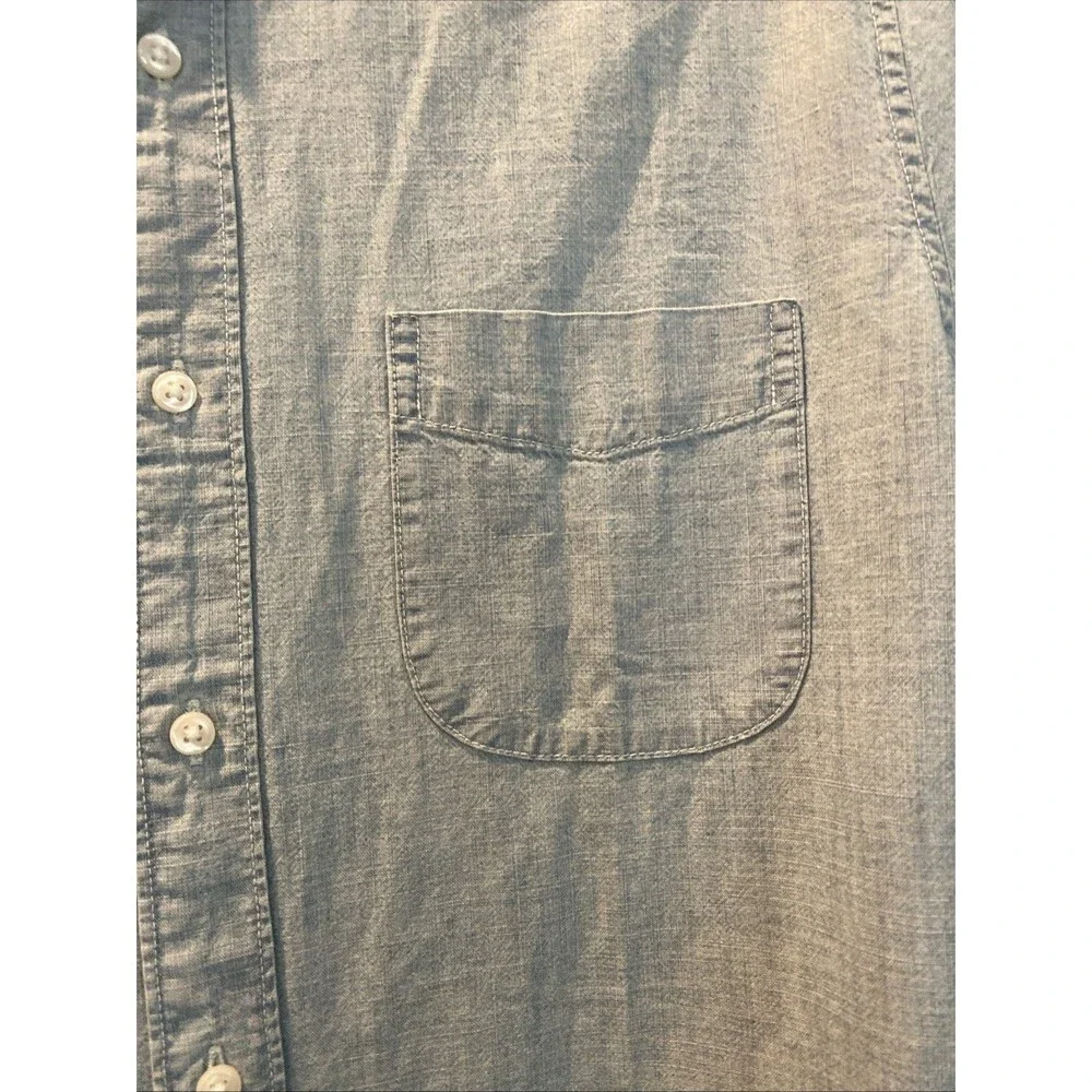 J.Crew Shirt Mens Medium Blue Organic Cotton Chambray Slim Long Sleeve Button Up